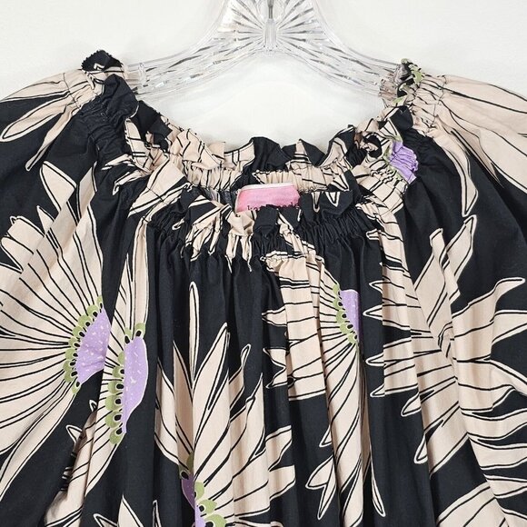 Kate Spade Falling Flower Dress Womens Small Black Cream Bloomcore Beachy Cotton - Picture 3 of 12